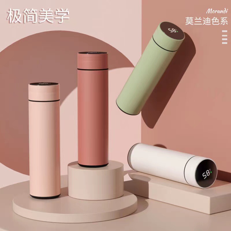 Intelligent Temperature Measurement Business Cup Stainless Steel Thermos Cup Morandi Color Thermos Cup Gift Thermos Cup Portable Water Cup
