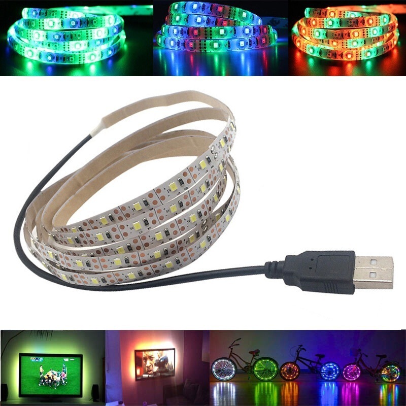 LED light with USB interface 5V2835 monochrome light with 60 lights self-adhesive TV background light bar atmosphere light night light LED light with USB interface 5V2835 monochrome light with 60 lights self-adhesive TV background light bar atmosphere light night light