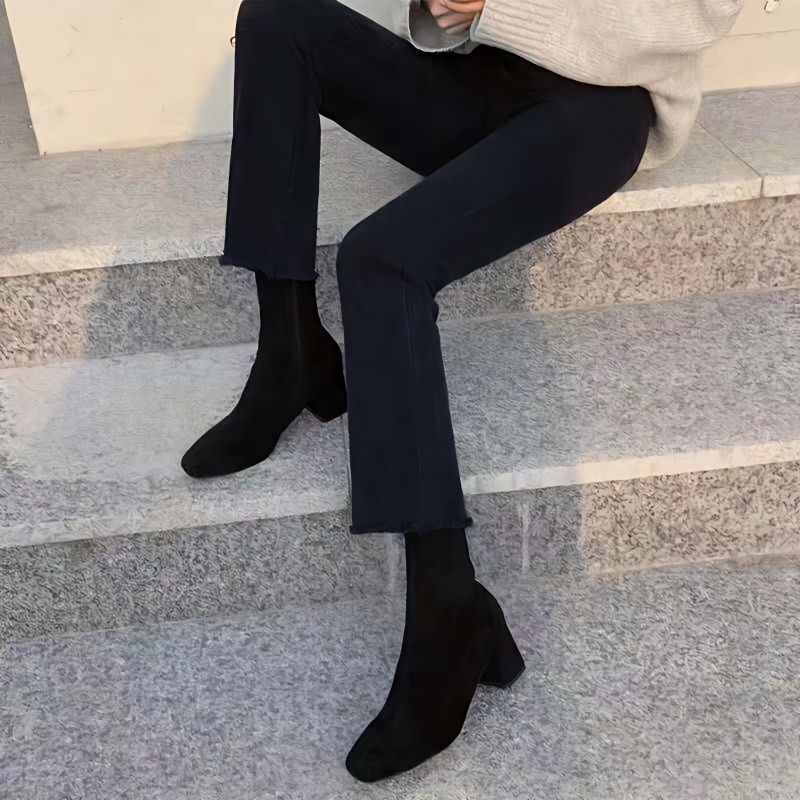 Black Flared Jeans for Women, Cropped Length, 2026 Spring and Autumn New Style, High-Waisted, Slimming, Stretchy, Single Pants, Petite Size, Cigarette Pants