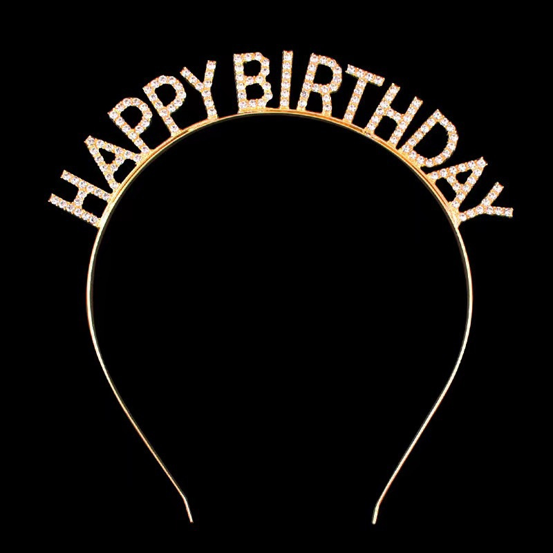 Comercio exterior feliz cumpleaños diadema con incrustaciones de diamantes fiesta de alta gama ambiente de fiesta accesorios fotográficos diadema accesorios para el cabello mujeres al por mayor