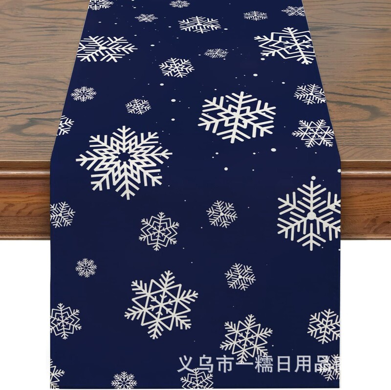 国境を越えて人気のクリスマステーブル旗サンタクロースヘラジカ雪だるま亜麻プリント客間茶卓装飾品|undefined