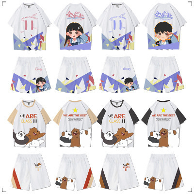 전신 프린트 스포츠 세트 (반팔 + 반바지)