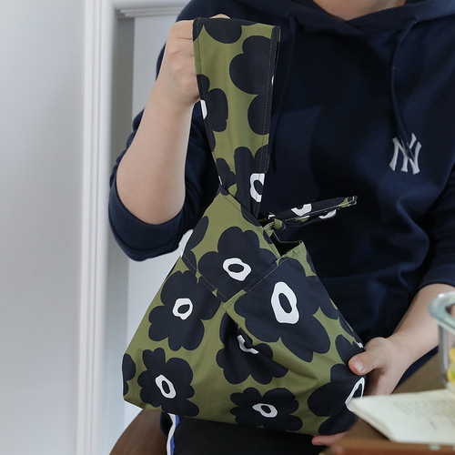 Water-repellent lunch bag ins style fresh drawstring large capacity lunch box insulated meal bag printed portable lunch bag