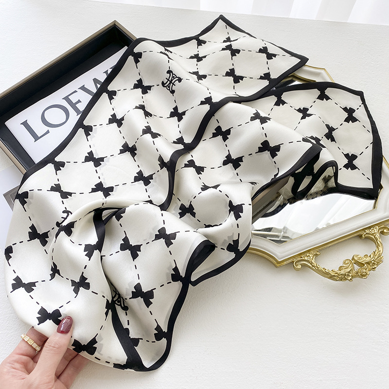 Hangzhou bufandas de seda verde azul estilo nacional morera seda flotante mujer primavera y otoño con bufandas de seda de doble capa 150 * 15cm bufandas