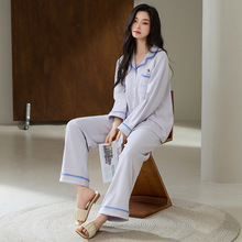 睡衣女春秋季纯棉长袖开衫家居服冬天时尚纯欲风女士宽松外穿套装