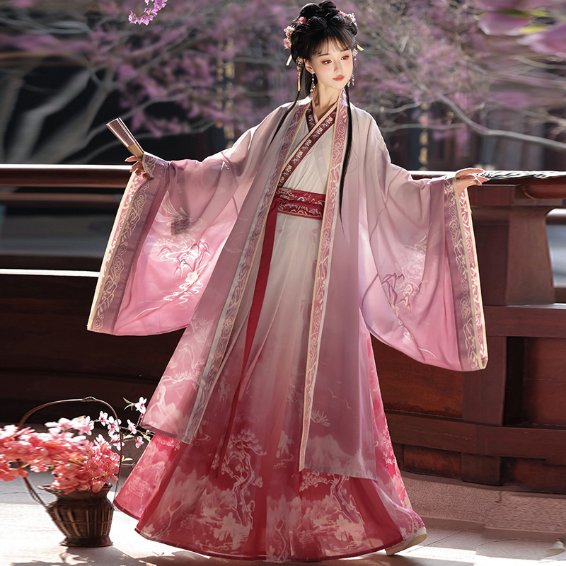 Shanghefang Original Authentic Hanfu for Women, Wei-Jin Style, Waist-Length Collar-Over-Collar Ruqun, Super Fairy Ancient Style, Daily Wear, Spring/Summer Edition