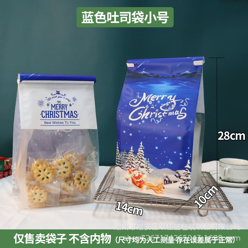 스몰 사이즈 블루 크리스마스 토스트 가방