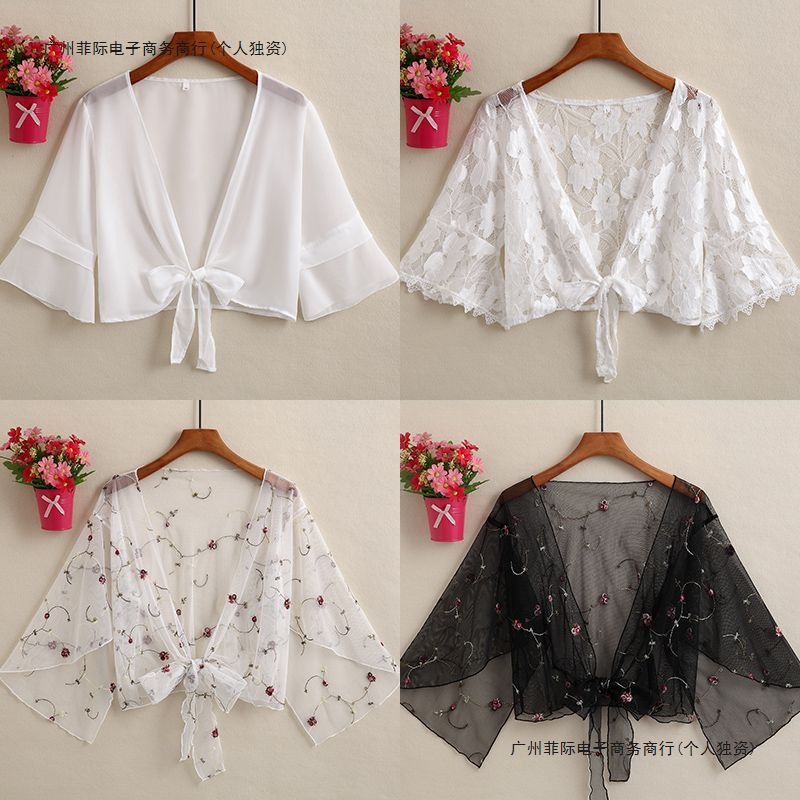 配吊带裙子小披肩外套外搭短款开衫上衣女夏季外搭薄款百搭泉熔