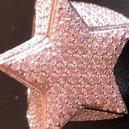 Men's Diamond Pentagram Band Ring Micro-inlaid Hip Hop Style_voghion.com