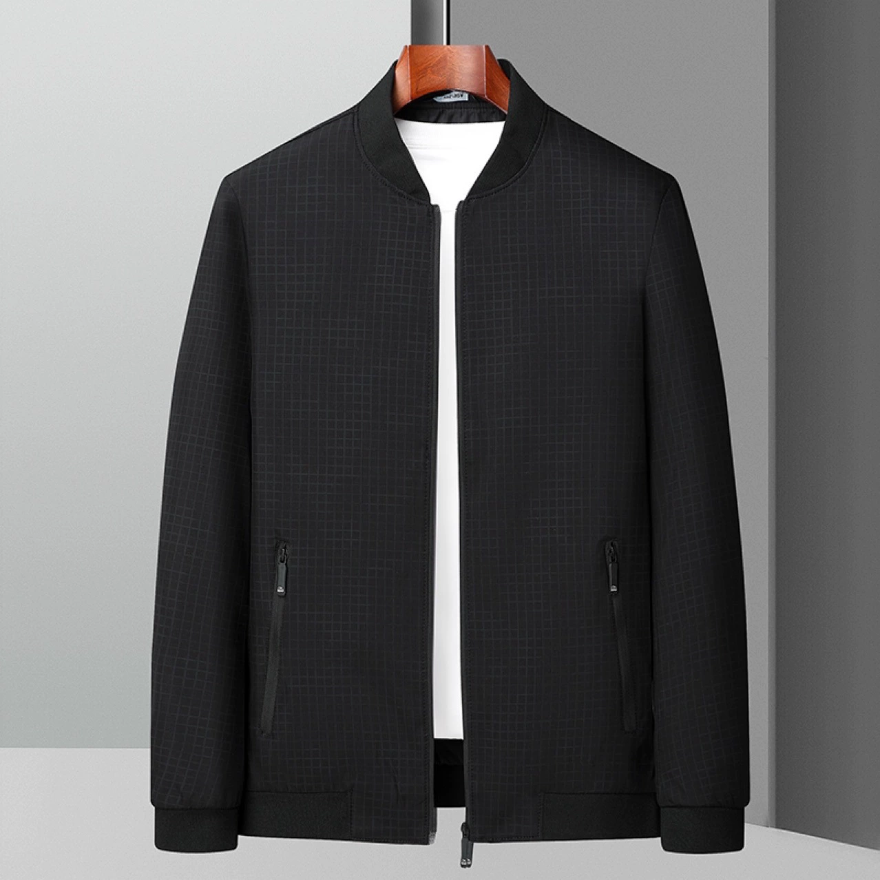 8261 Тонкая Клетчатая бейсбольная дышащая куртка для мужчин и пожилых людей весна-осень Повседневная Свободная куртка