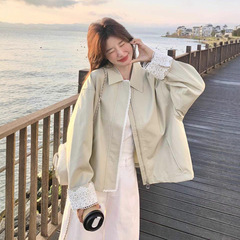 独特超好看蕾丝拼接短外套女小个子2025早秋新款休闲百搭夹克上衣