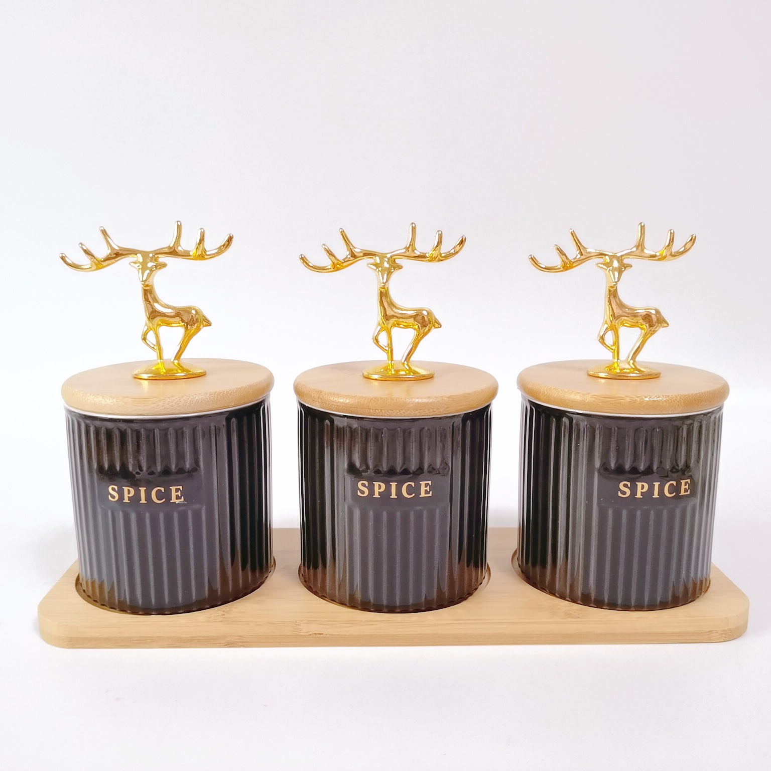 Fábrica directa de cerámica a rayas condimento tarro de almacenamiento tarro traje cocina almacenamiento tarro sal tarro hogar condimento tarro