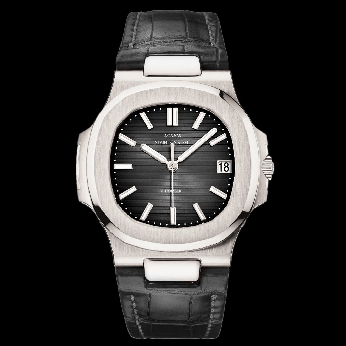 Men's Automatic Watch Genuine Leather Strap Mechanical Nautilus_voghion.com