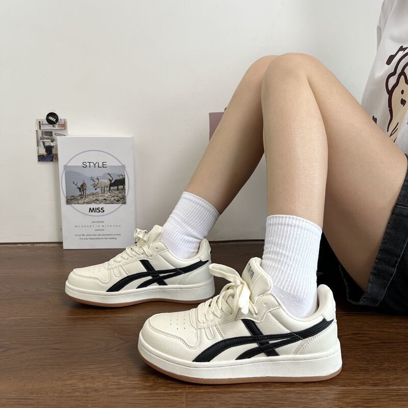 Couple's Thick-Soled Height-Increasing Cream-Colored Low-Top White Shoes for Couples, Men and Women, Autumn Niche Moral Training Sports Sneakers Trend