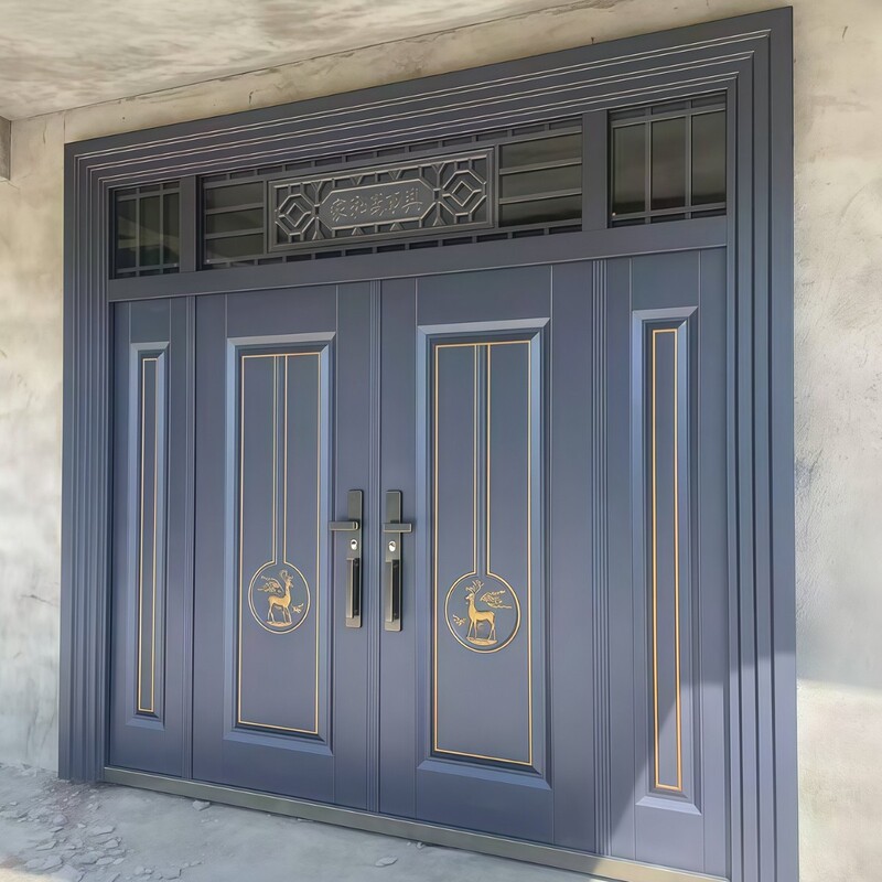 Zinc Alloy Villa Door, Rural Self-Built House Entrance Door, Luxurious Entry Door, Household Double-Door Main Entrance Door