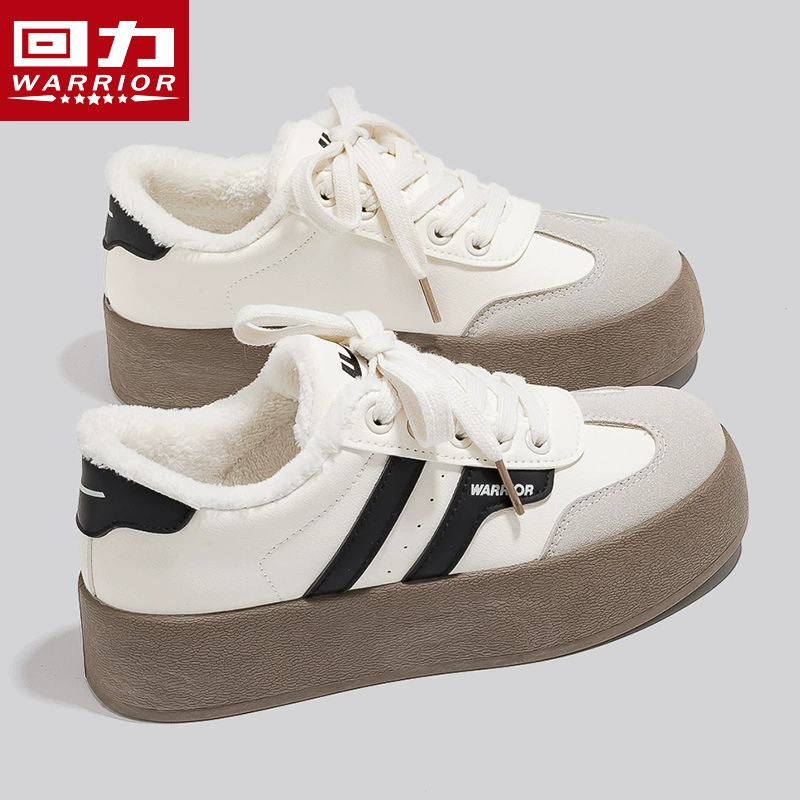 Женские повседневные туфли на молнии, хит продаж зимы 2025 года, белые женские кроссовки средней высоты на флисовой подкладке, универсальная обувь.