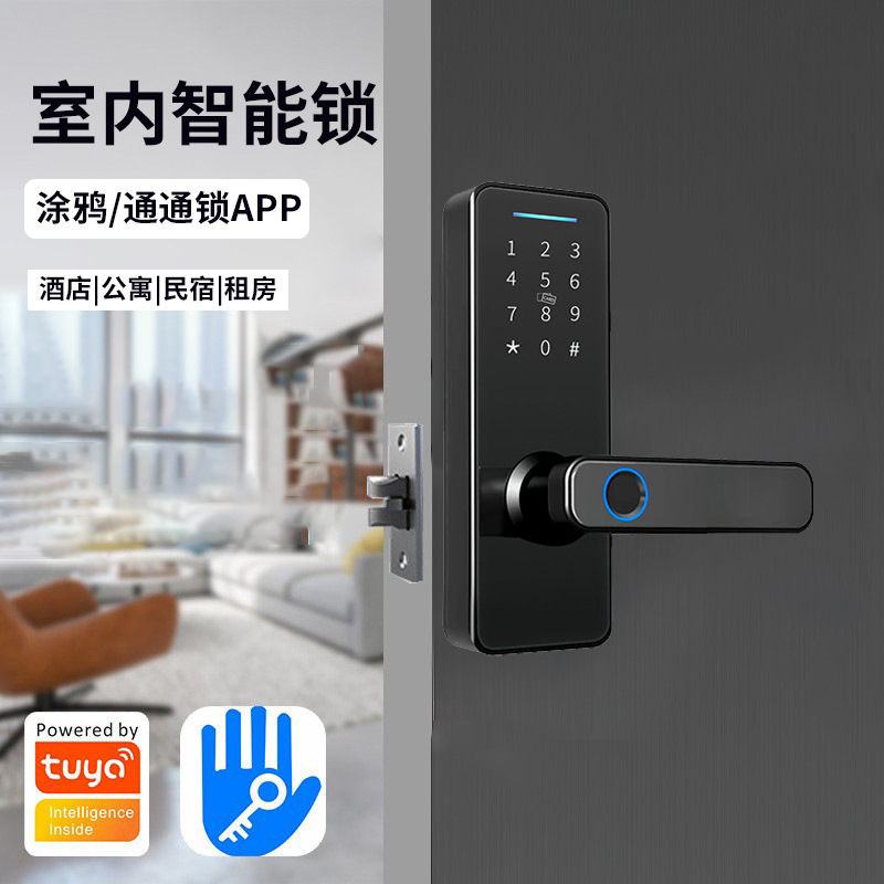 Cerradura inteligente con huella digital para entrada a casa, cerradura electrónica WiFi con control remoto, cerradura con contraseña para interiores todo en uno con aplicación para el hogar.