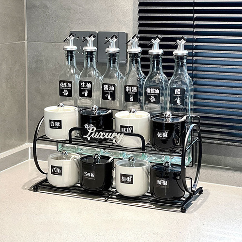 Light luxury kitchen kitchen supplies ceramic seasoning jar set household good seasoning jar full set of high-looking seasoning jars