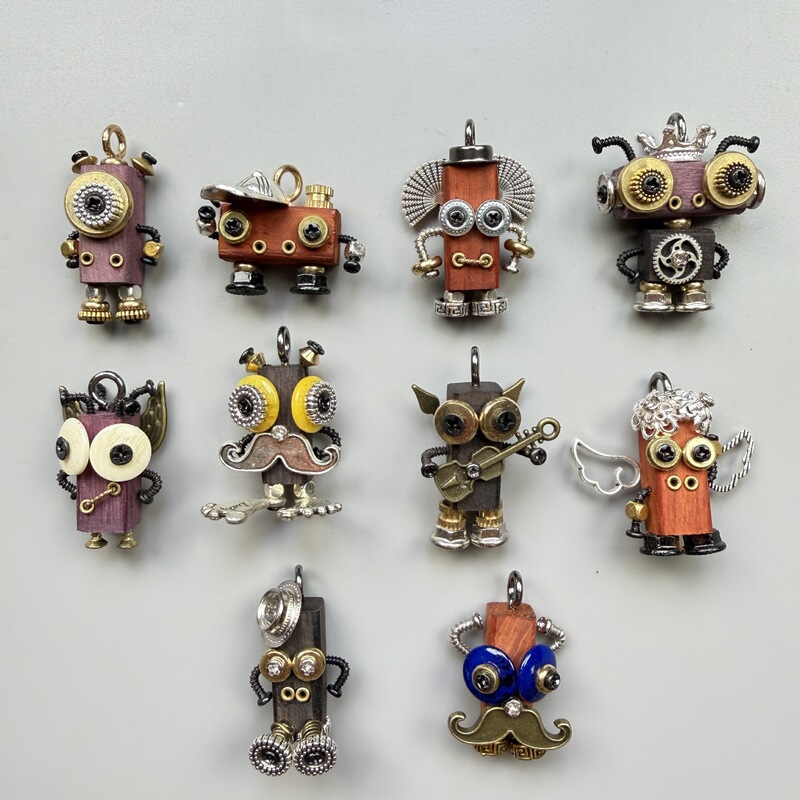 Punk Robot Handmade Funny Pendant Pendant Trendy Wooden Keychain Mobile Phone Chain Necklace Pendant for Boys and Girls Punk Robot Handmade Funny Pendant Pendant Trendy Wooden Keychain Mobile Phone Chain Necklace Pendant for Boys and Girls