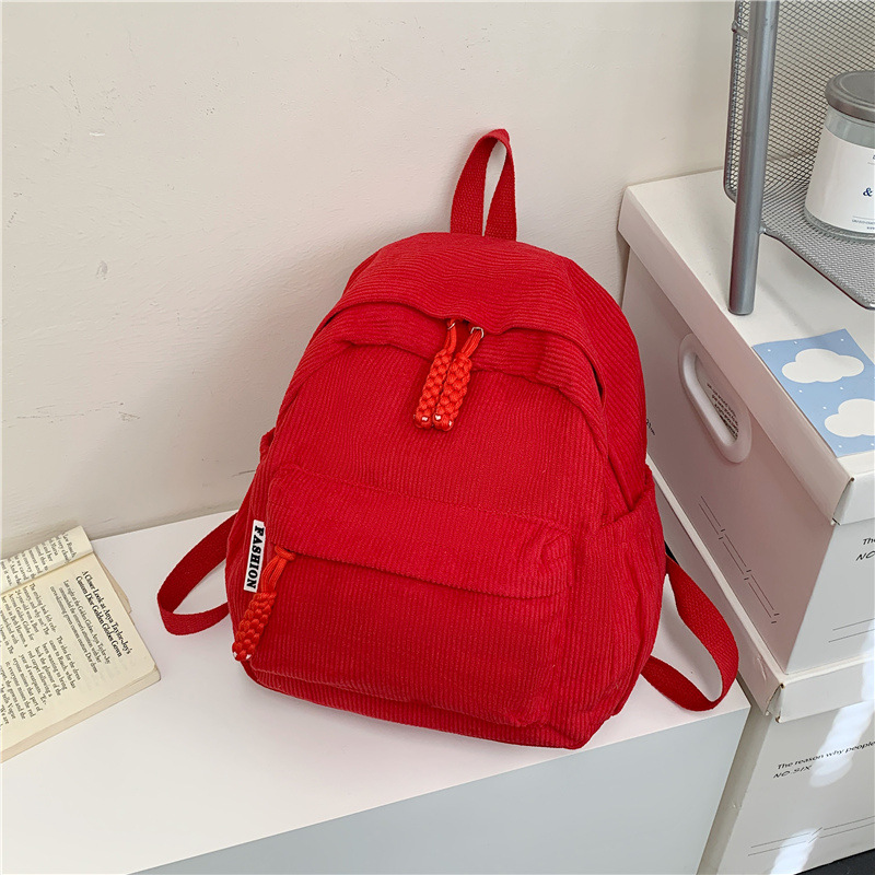 2025 forest-style ins-style corduroy backpack, fresh and simple, for young girls, small bag, simple mini backpack for shopping