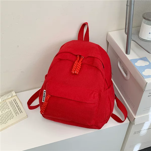 2025 forest-style ins-style corduroy backpack, fresh and simple, for young girls, small bag, simple mini backpack for shopping