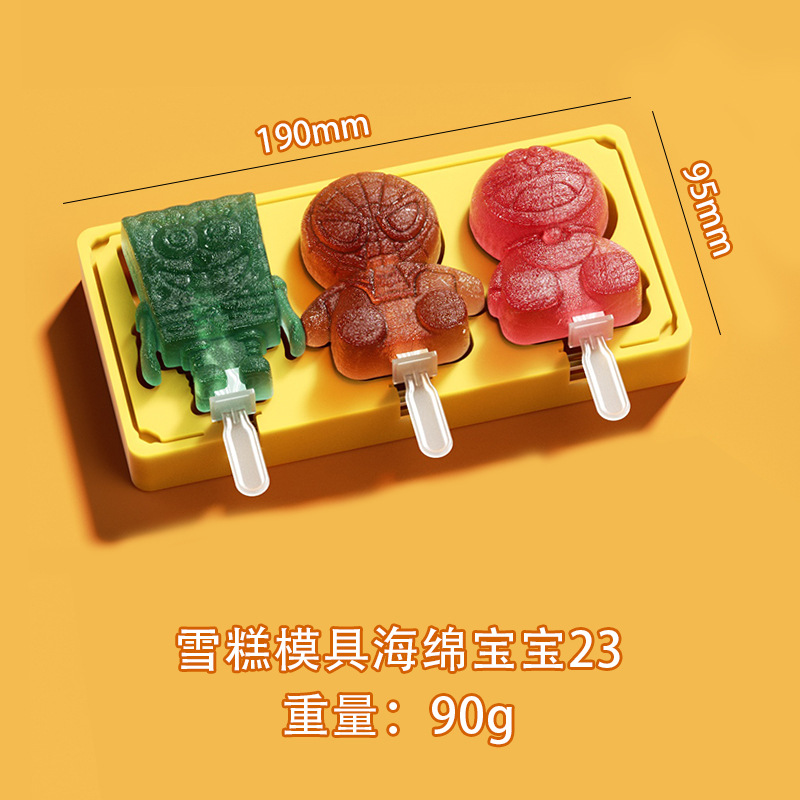 Ranura para tarjeta anti-sesgada de grado alimenticio paleta alfabeto número helado molde de helado de silicona de dibujos animados helado