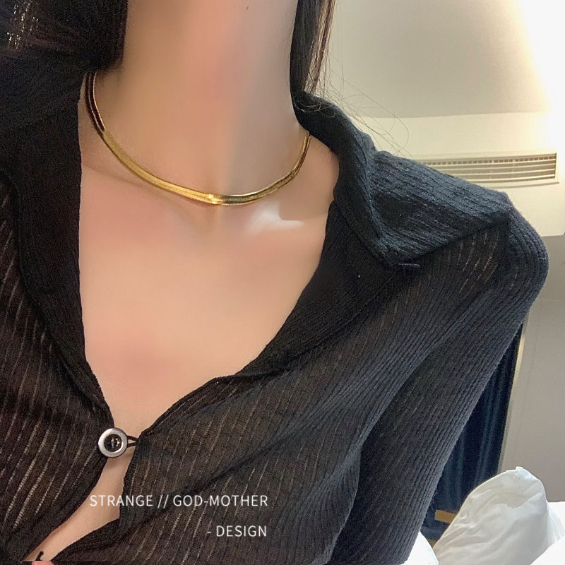 Collar de cadena de hueso de serpiente, verano femenino, simple, viento frío, dulce y fresco, collar de cadena de clavícula, accesorios