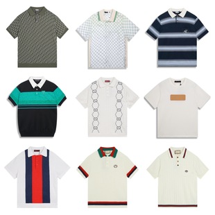 High Version Lujia Gujia Knitted Polo Shirt 2025 New Letter Jacquard Embroider Loose Short-Sleeved T-Shirt