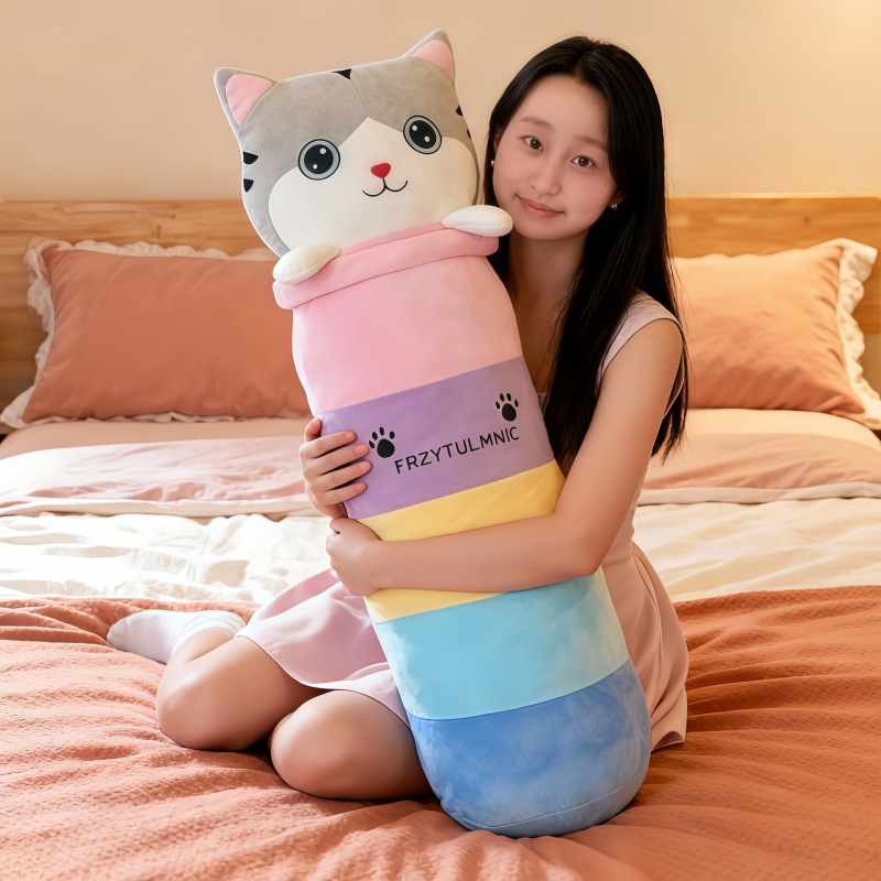 Nuevos juguetes de peluche de gato de dibujos animados muñecas almohada para dormir muñecas de tela grandes regalos de cumpleaños al por mayor