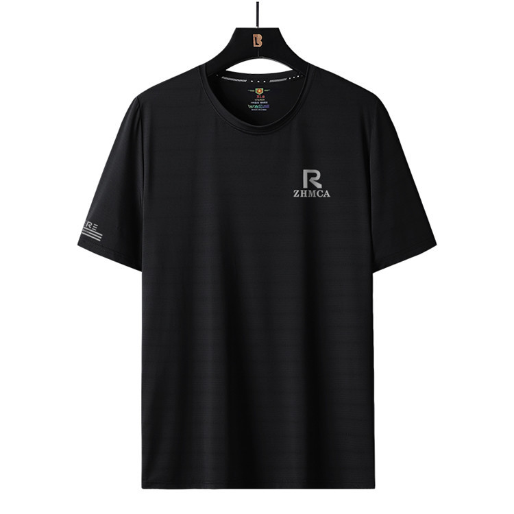 2022 verano nueva camiseta de manga corta de seda de hielo para hombres y mujeres de talla grande suelta ropa de aire acondicionado elástica de secado rápido para hombres al por mayor