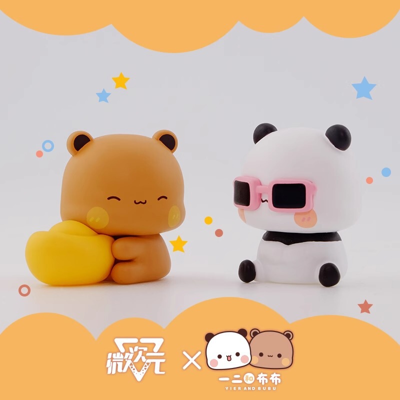 本物の1と2とBubuの日常かわいいミニブラインドボックスフィギュアオーナメントトレンディなおもちゃ周辺機器ガールギフト|undefined