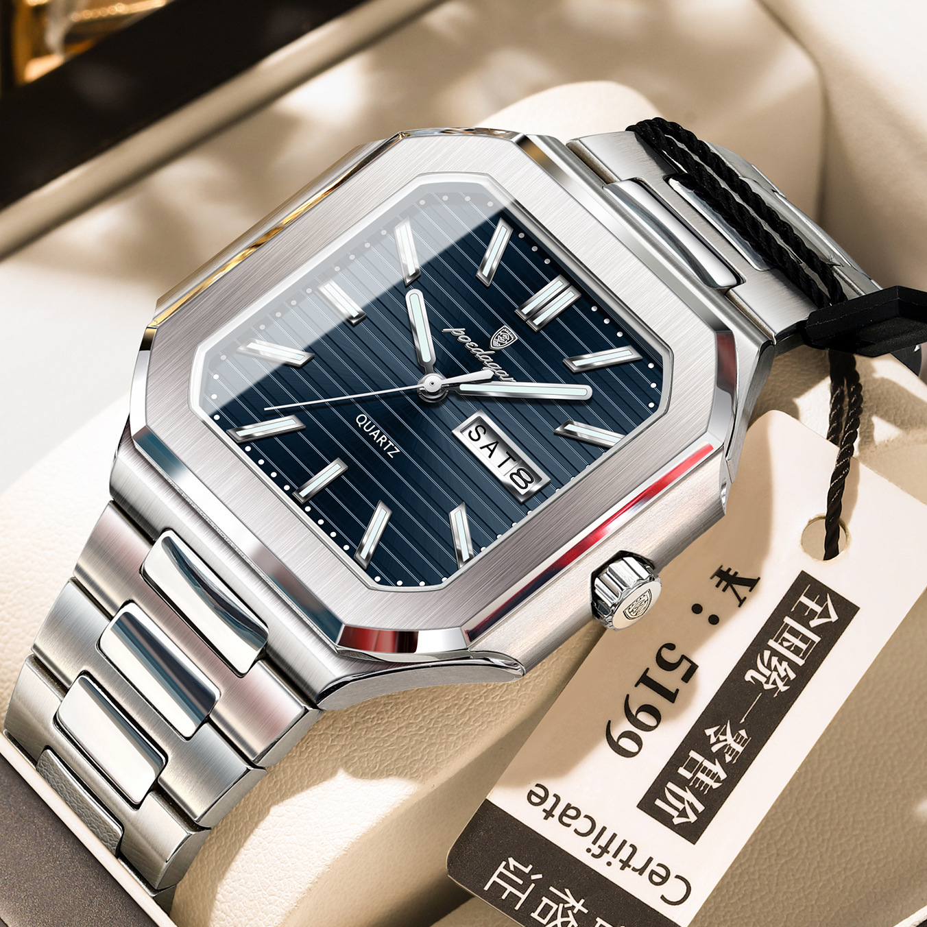 Poedagar/Swiss Brand 672 Dual Calendar Watch Men's Waterproof Luminous Luxury Quartz Watch