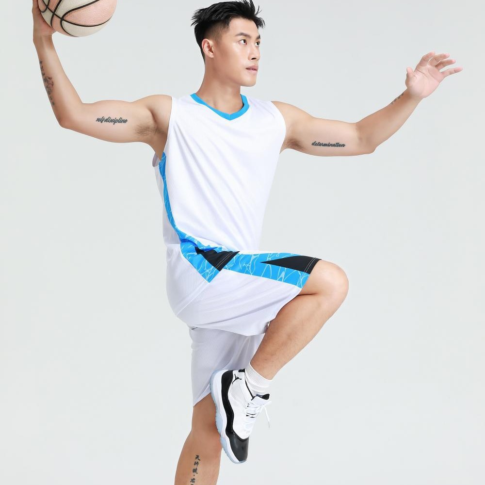 恒乐达2025新款V领拼色篮球服套装夏季男透气印字加大码训练队服