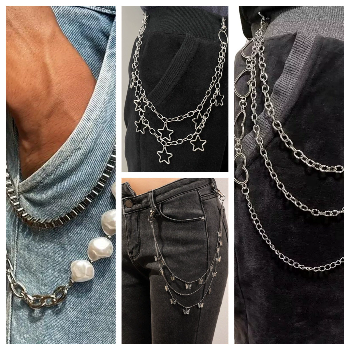 Трансграничные ins ветер металлические брюки цепочка для талии брелок супер крутая корейская версия джокер для мужчин и женщин ретро подвески джинсовые брюки цепи