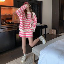 粉色短裤套装女春季2024新款休闲小个子洋气减龄长袖卫衣两件套
