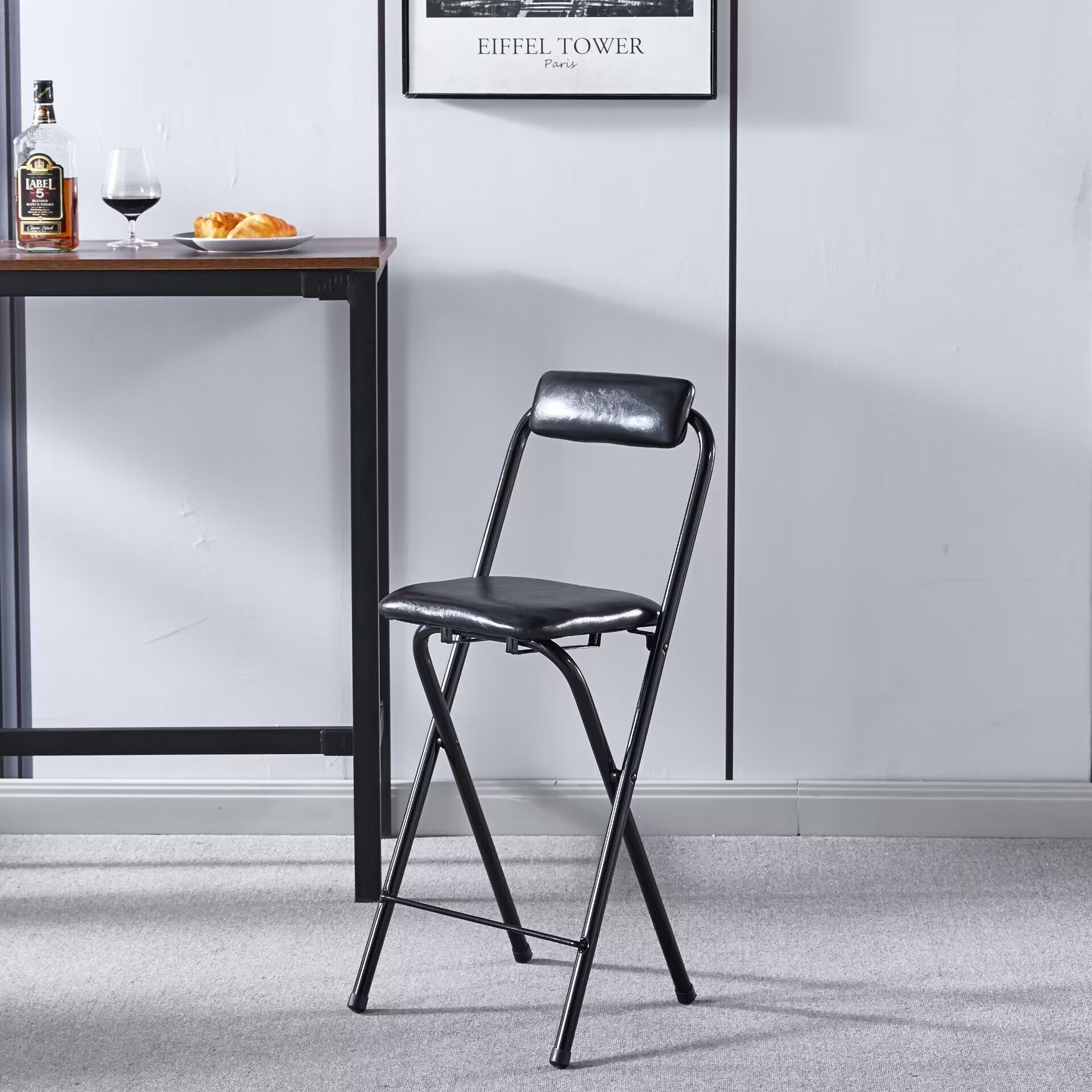 Black leather cushion (seat height 55cm)