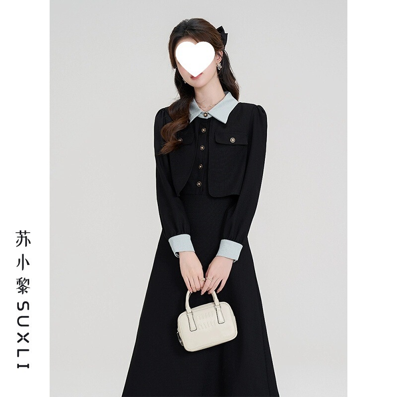 Su Xiaoli's New Spring & Fall Preppy Style Formal Occasion Teaching Qualification Interview Fake Two-Piece Contrasting Color Polo Dress Su Xiaoli's New Spring & Fall Preppy Style Formal Occasion Teaching Qualification Interview Fake Two-Piece Contrasting Color Polo Dress