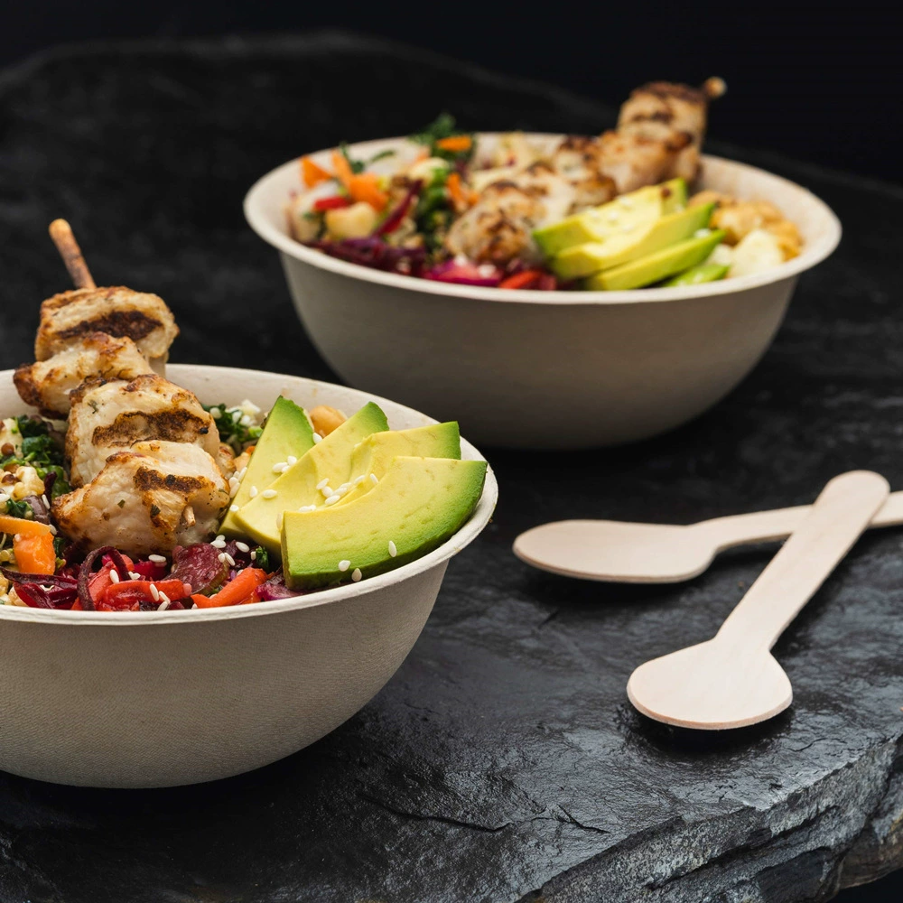 Customized disposable bamboo pulp bowl can degrade bamboo fiber round bowl round takeaway pack box thick paper bowl soup bowl