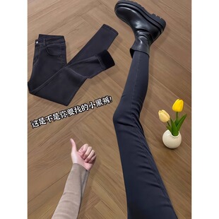 High-Waisted Stretch Jeans for Women, Winter New Style, Large Size, Pear-Shaped Body, Petite, Tight-Fitting Pencil Pants with Fleece Lining