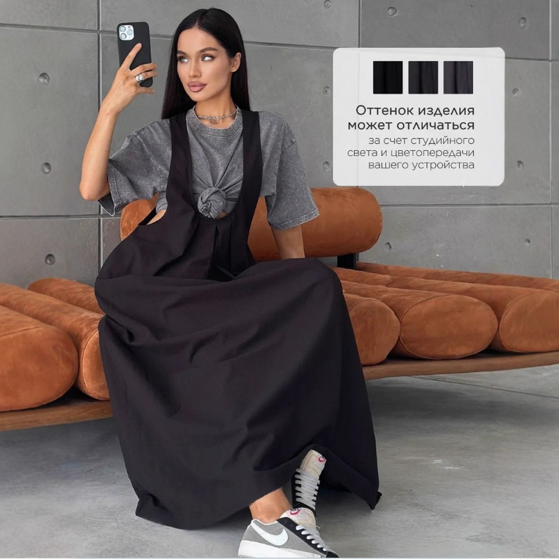 Cross-Border European and American Independent Website Bohemian Style Summer Long U-Neck Tank Dress with Loose Waist