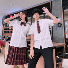 校园风格子衬衫长裙毕业班服校服套装学院风韩版初高中学生情侣装