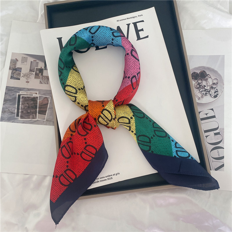 50g Weight Silk Scarf Classification Casual, Daily, Shopping Occasion Satin Material Letter, Flower Pattern Spring&Summer Season Women's Gender Elegant Style Women's Elegant Letter Flower Satin Silk Scarf 3