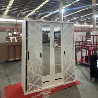 外贸拆装KD铁皮印花衣柜东南亚卧室简易衣橱非洲钢制推拉压型衣柜