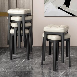Home Dining Chair, Light Luxury Soft Stool, Simple Stackable Dining Table Chair, High Load-Bearing Living Room Plastic High Bench