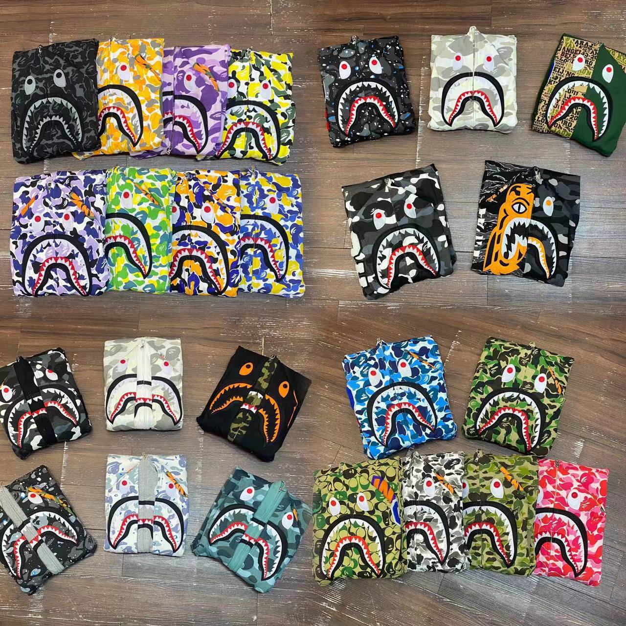 Bape Shark Kapüşonlu Sviter - Kamuflyaj Zipli Uniseks