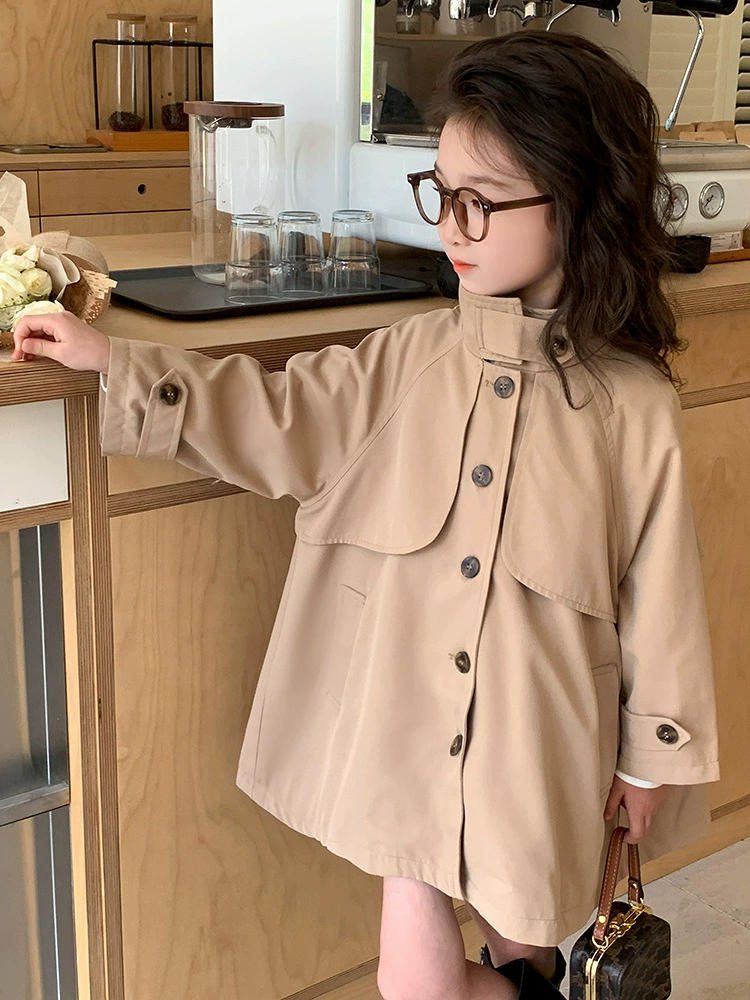 Осеннее trench coat для детей, длинная куртка для девочек, до середины икры