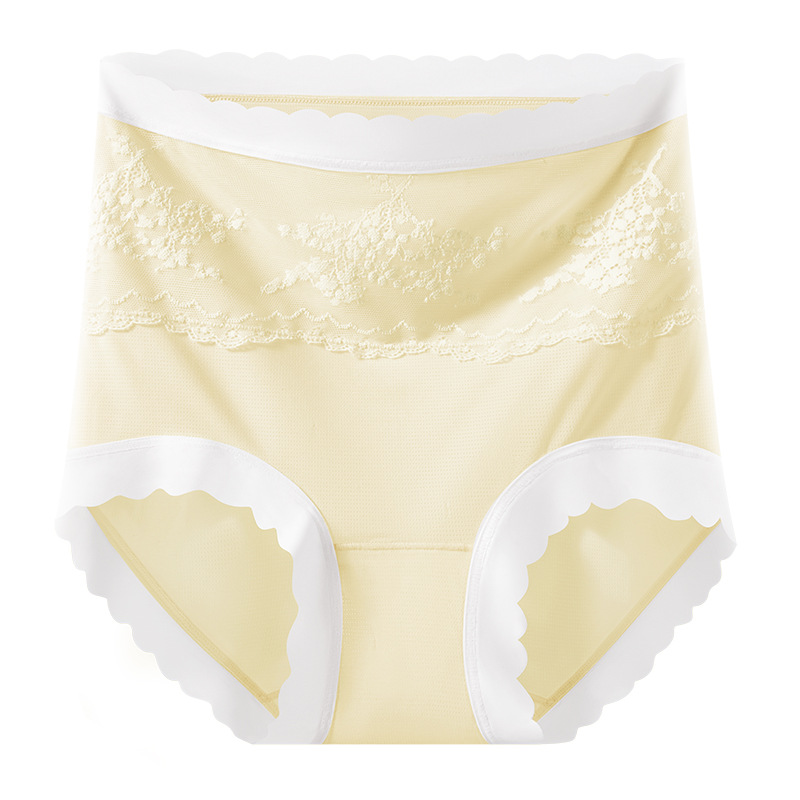 Seda de hielo transpirable, cintura alta, abdomen, diseño, talla grande, seda de hielo, cintura alta, encaje, borde 10A, entrepierna antibacteriana, ropa interior de mujer