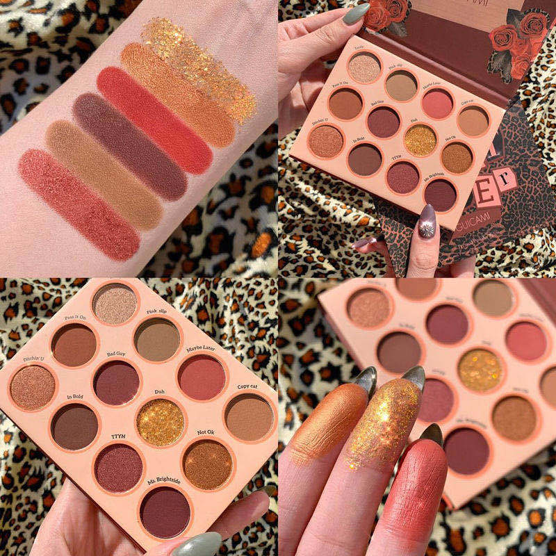 Paletas de sombra de ojos de 12 colores Capel maquillaje mate nacarado coco 9 estampado de leopardo rosa Whatever Highlight