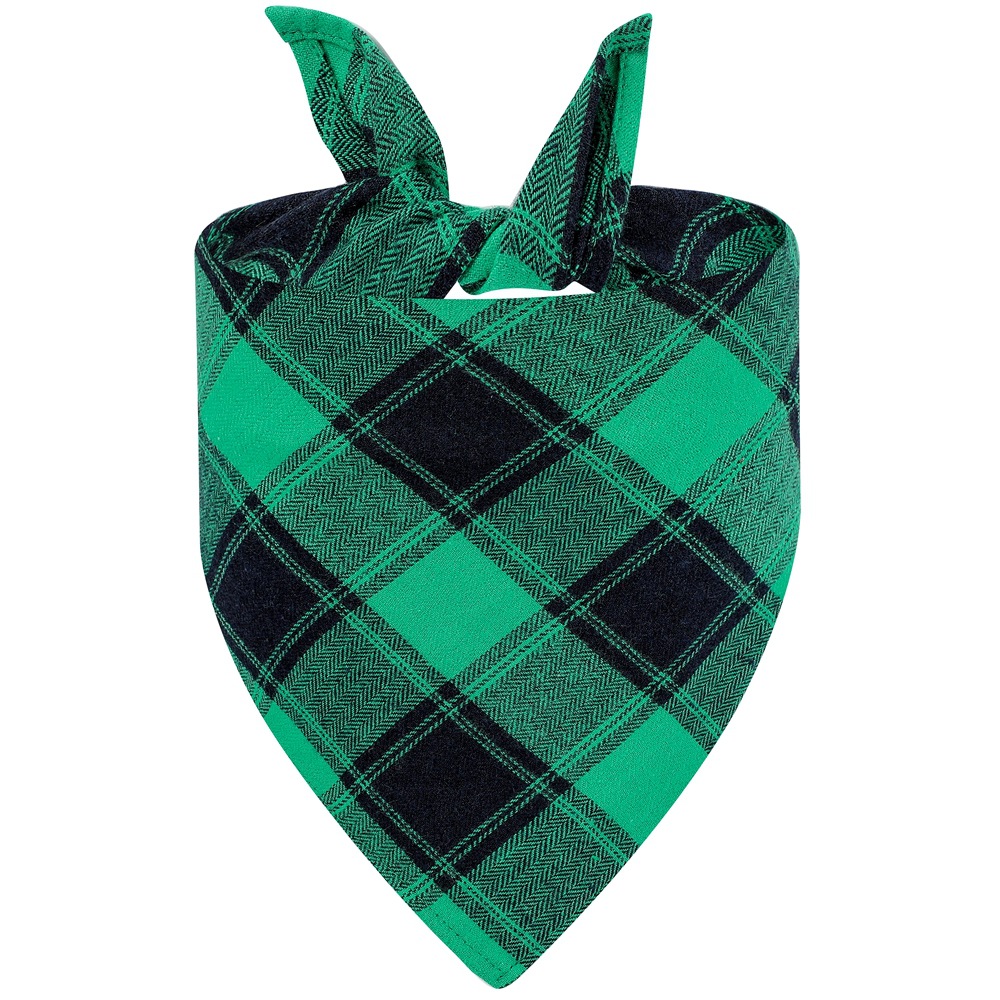 Fabricante en stock transfronterizo exclusivo algodón plaid mascota toalla triángulo perro saliva toalla Navidad mascota saliva toalla