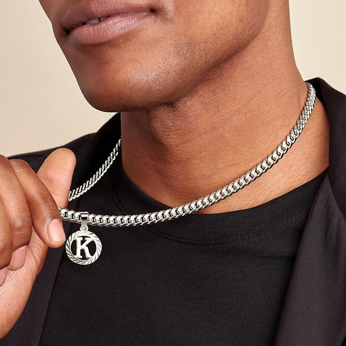 Collier cubain en or blanc, style européen et américain, 26 lettres, style clavicule, inaltérable. Bijou inaltérable._voghion.com